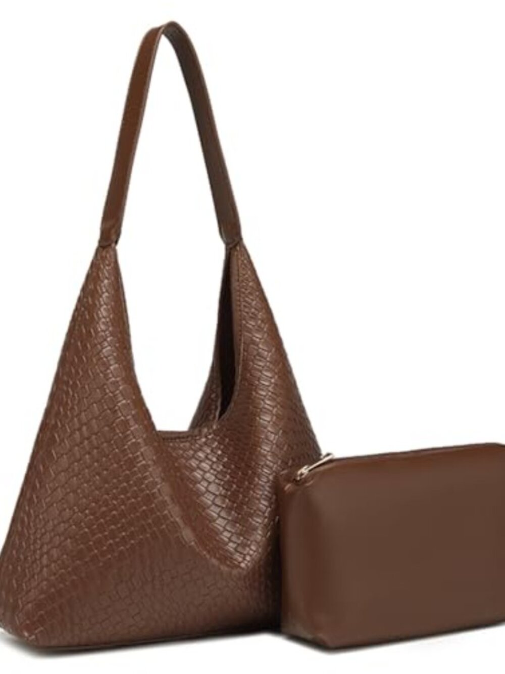 Faux Leather Woven Hobo Shoulder Bag with Top Handle, Large Capacity Handbag